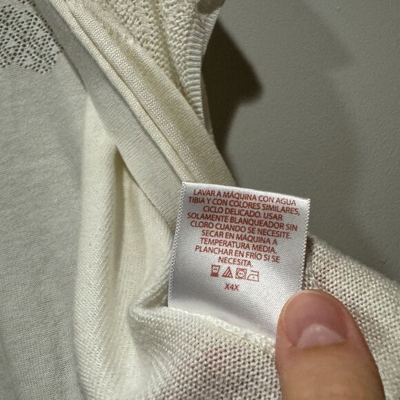 Open Front Cardigan Sweater Short Sleeve Lightweight Knit White Women sz XL - Picture 6 of 8